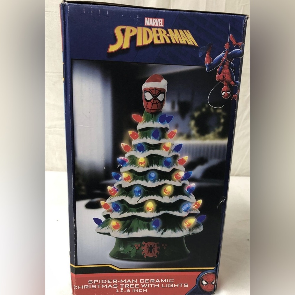 New in Box Ceramic Spider-Man Light Up Christmas Tree | Holiday | Seasonal Decor - Picture 4 of 7